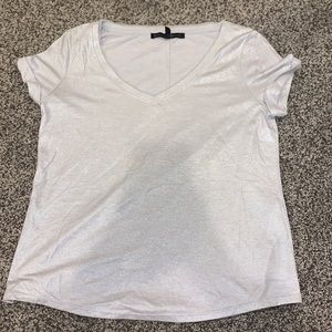 Sparkly silver V-neck